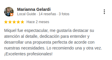 Captura de una reseña de Google de cliente