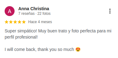 Captura de una reseña de Google de cliente