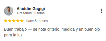 Captura de una reseña de Google de cliente