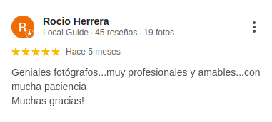 Captura de una reseña de Google de cliente