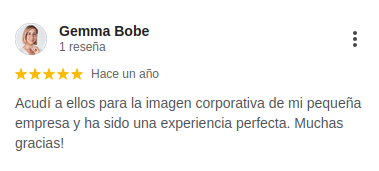 Captura de una reseña de Google de cliente